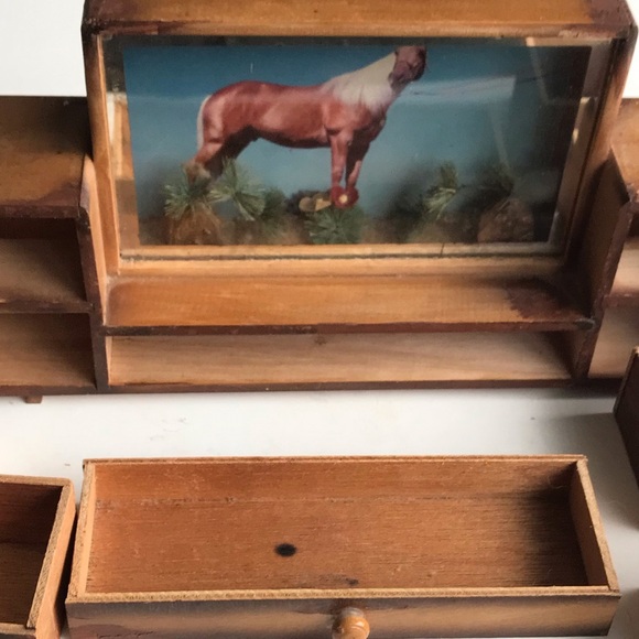 Tiny Vanity Jewelry Box With 
Lenticular 3D Horse Post Card Frame Made Japan - Picture 4 of 11